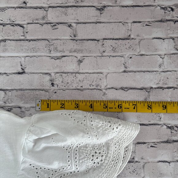 Maurice's Eyelet Flutter Sleeve Cotton Women's White Top Size L - Picture 7 of 9